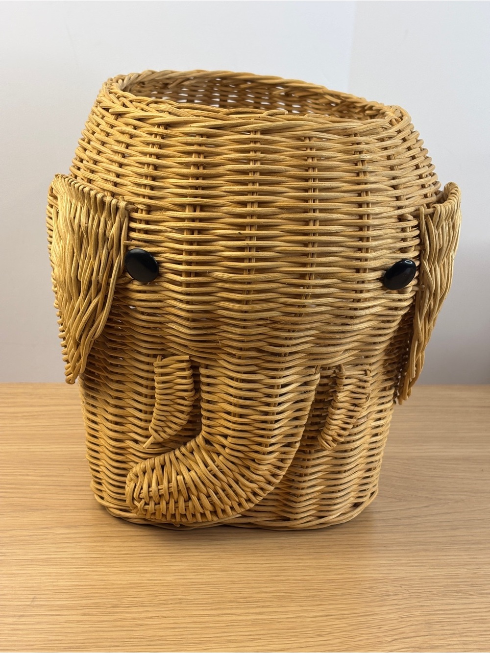 Vintage Wicket Woven Elephant Basket